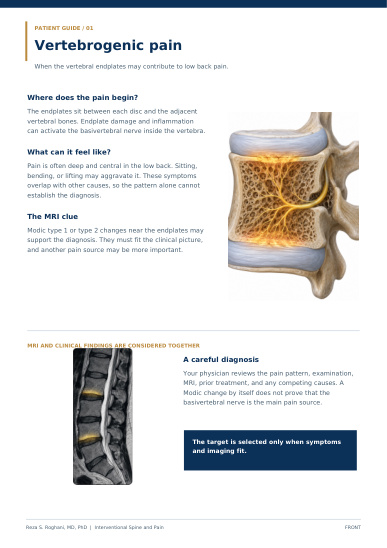 Cover of Vertebrogenic pain & BVNA patient guide